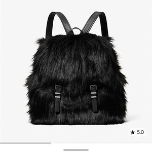 Michael Kors Quinn Black Faux Fur Backpack